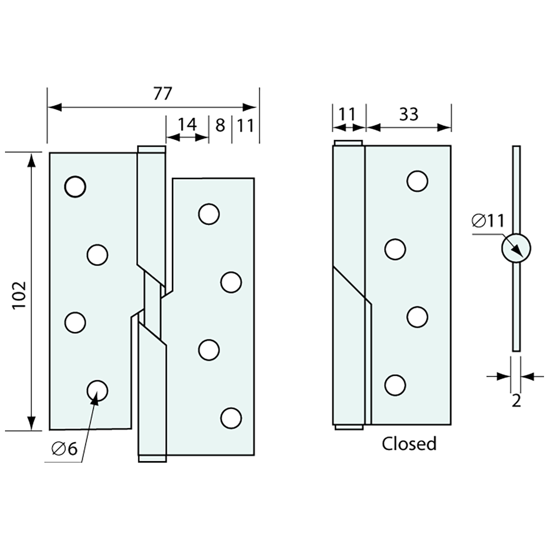 Rising Hinge Stainless Steel Right Hand 75mm